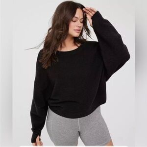 OFFLINE by Aerie Home Stretch Dropped Sleeve Scoop Neck Ribbed Sweater Size XXL